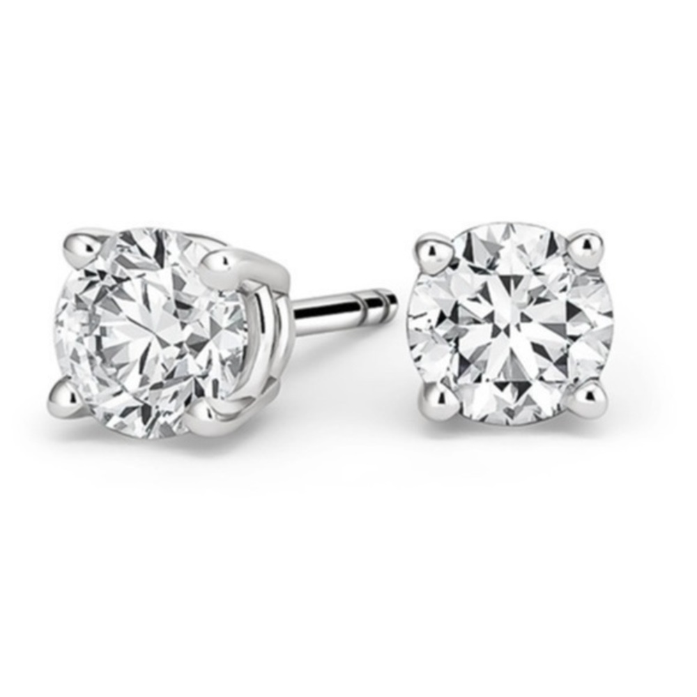 18k White Gold CZ Round Stud Earrings